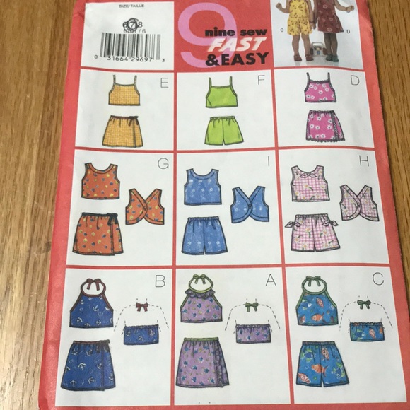 Uncut Vintage sewing pattern Butterick 6101 girls top skirt and shorts - Picture 2 of 4